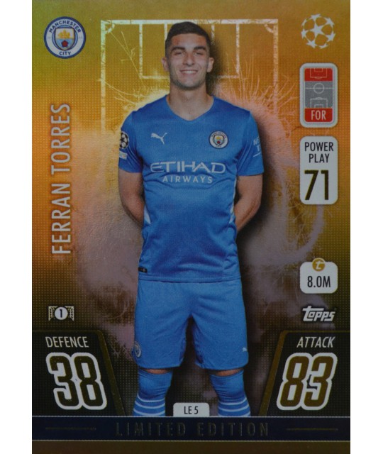 Topps Match Attax Champions League 2021/2022 GOLD Limited Edition Ferran Torres (Manchester City)